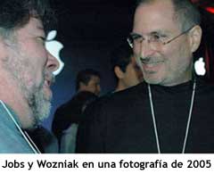 Jobs y Wozniak durante una keynote de Apple en 2005